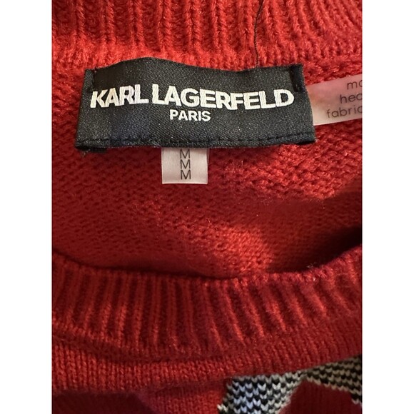 Karl Lagerfeld Red Sweater With Paris Eiffel Tower No Bow Women’s Size M - Picture 6 of 6
